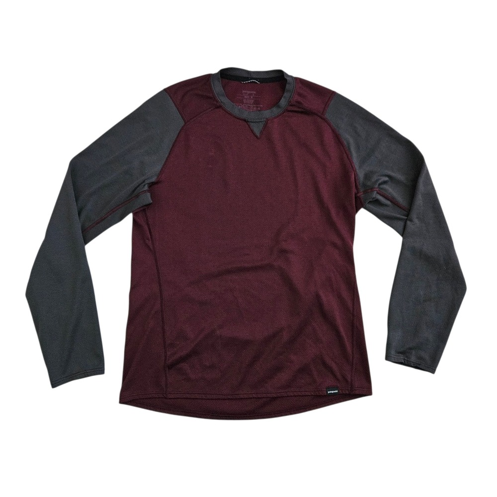 Patagonia Capilene 3 (Mens Medium) Long Sleeve Shirt Maroon Gray Raglan Polartec